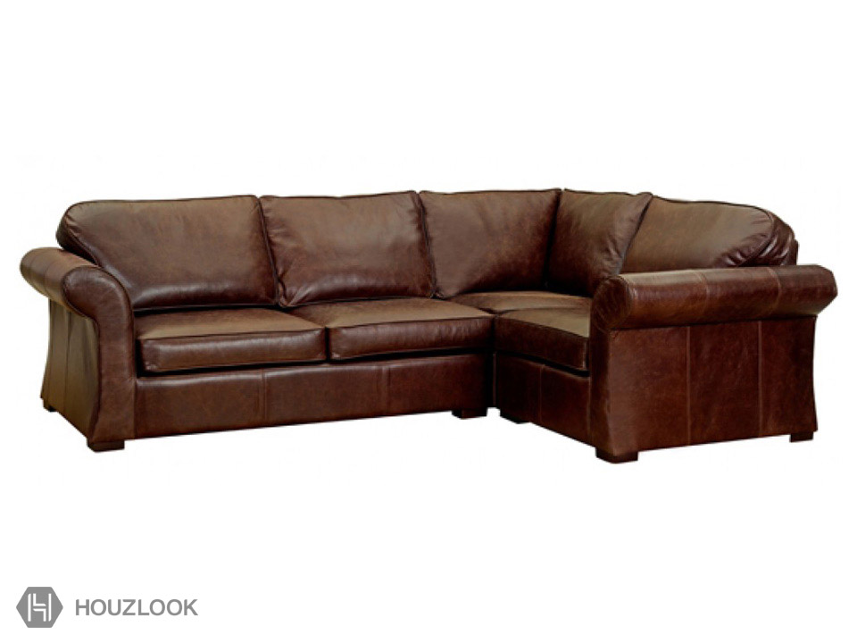 5 Seater Brown Leather Sofa
