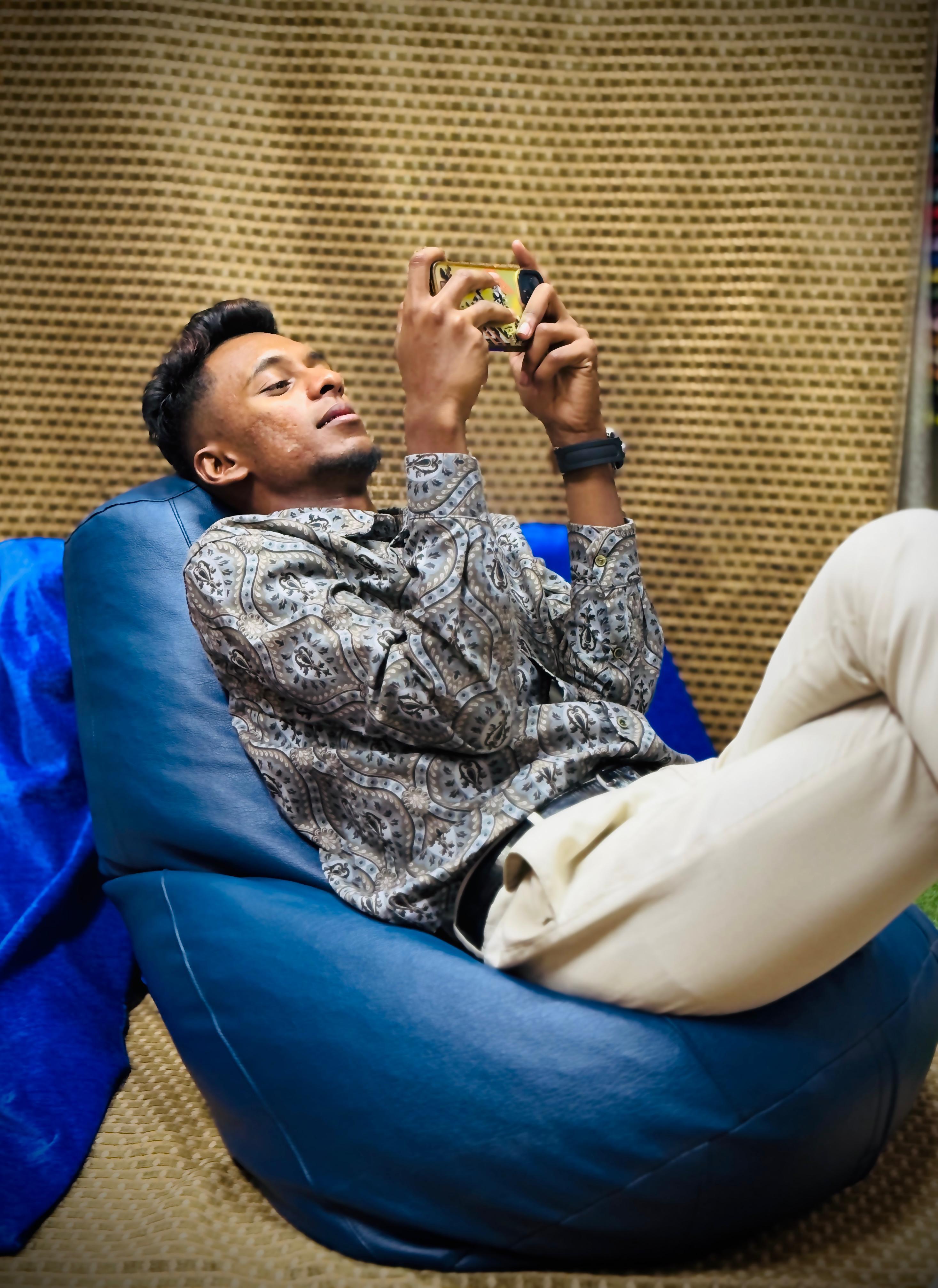 Red XL Bean Bag in a modern room